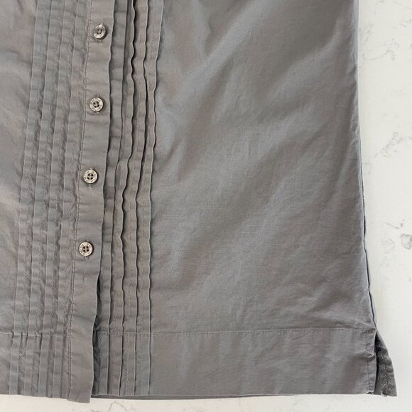 Pure Alfred Sung Sleeveless Button Down Pleat Detailed Cotton Blouse Grey Sz S - Picture 4 of 10